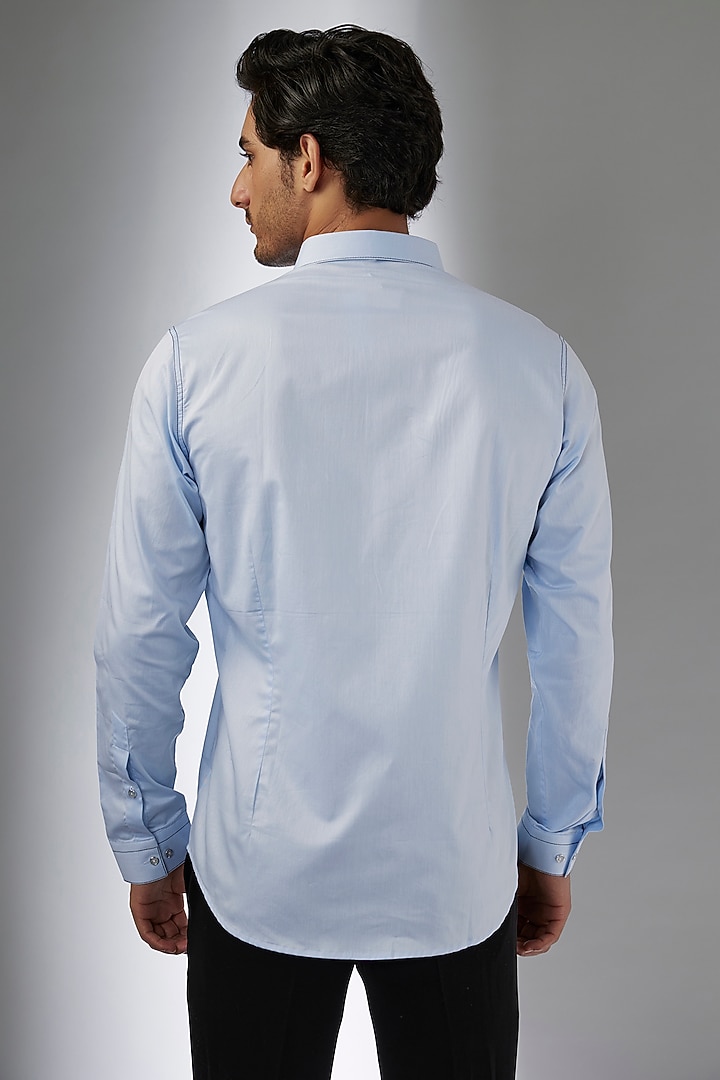 Blue Cotton Party Wear Shirt by H2O at Pernia's Pop Up Shop