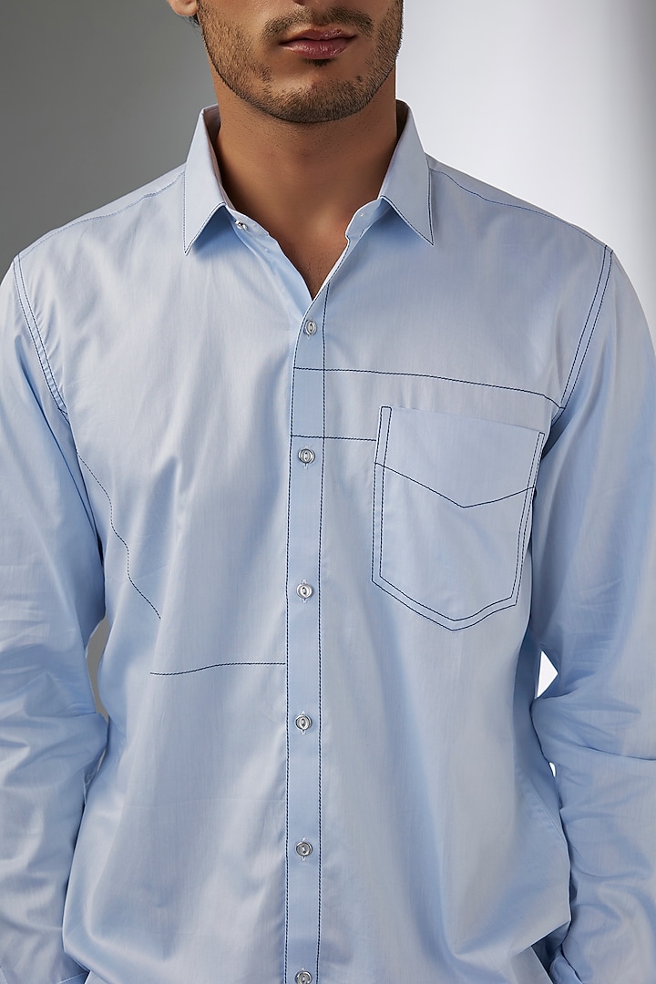 Blue Cotton Party Wear Shirt by H2O at Pernia's Pop Up Shop