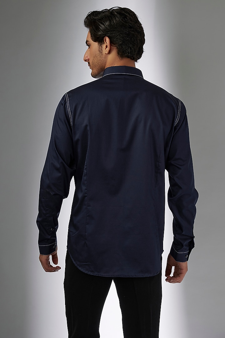 Blue Cotton Party Wear Shirt by H2O at Pernia's Pop Up Shop