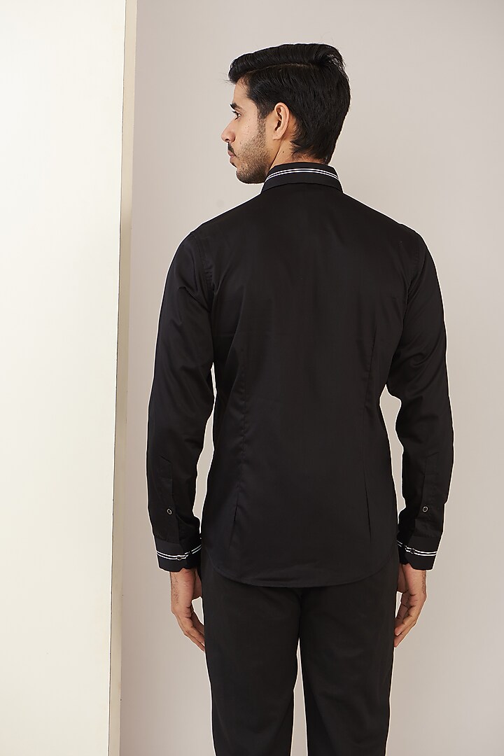 Black Cotton Party Wear Shirt by H2O at Pernia's Pop Up Shop