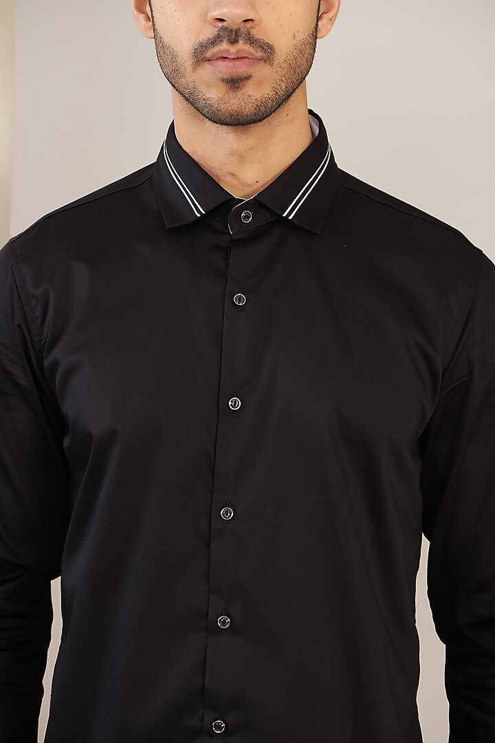 Black Cotton Party Wear Shirt by H2O at Pernia's Pop Up Shop