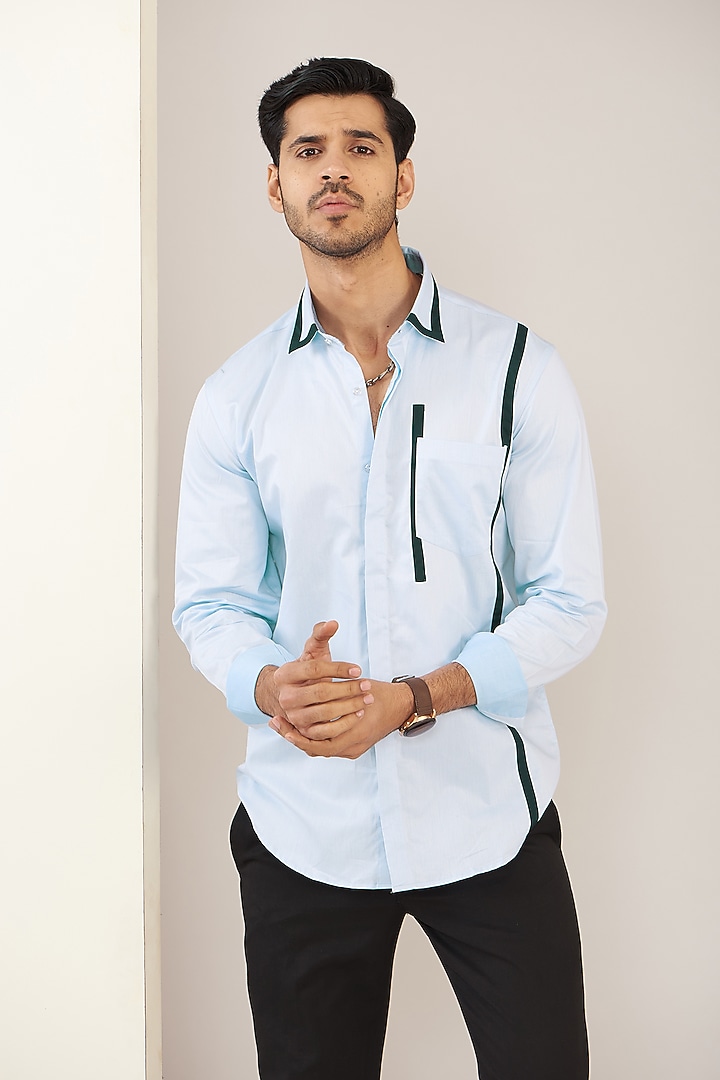 Light Blue Cotton Party Wear Shirt by H2O at Pernia's Pop Up Shop