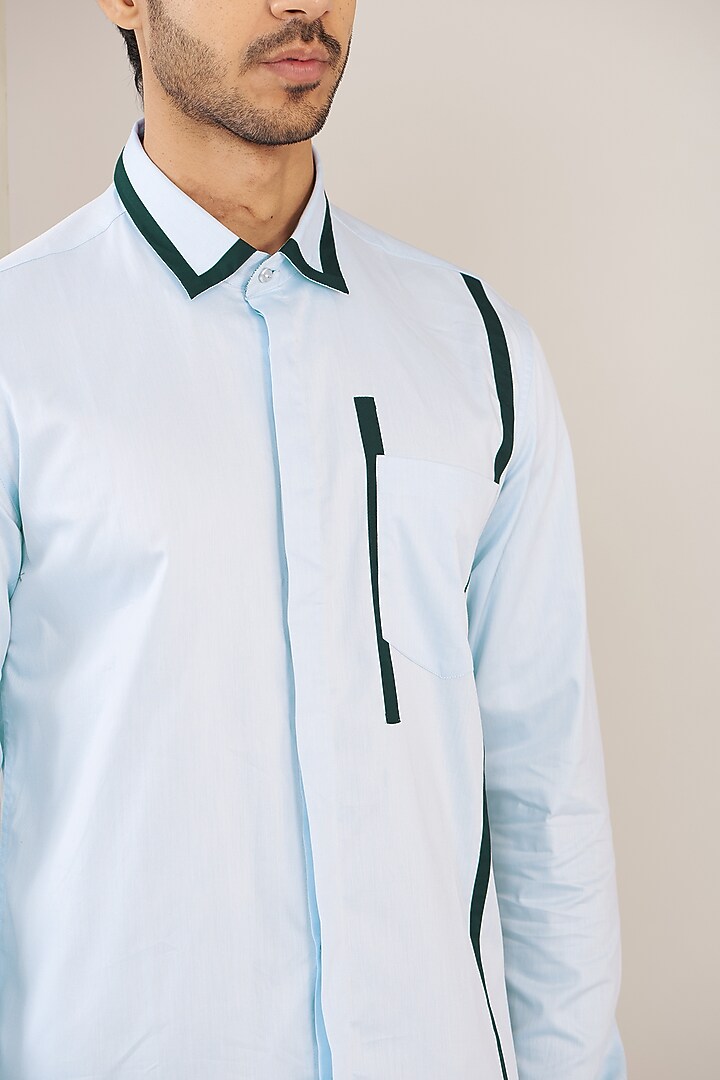 Light Blue Cotton Party Wear Shirt by H2O at Pernia's Pop Up Shop
