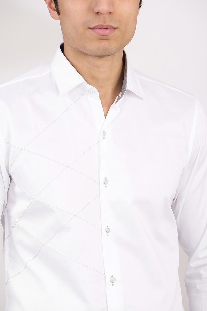 White Cotton Party Wear Shirt by H2O at Pernia's Pop Up Shop