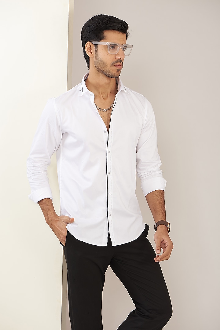 White Cotton Party Wear Shirt by H2O at Pernia's Pop Up Shop