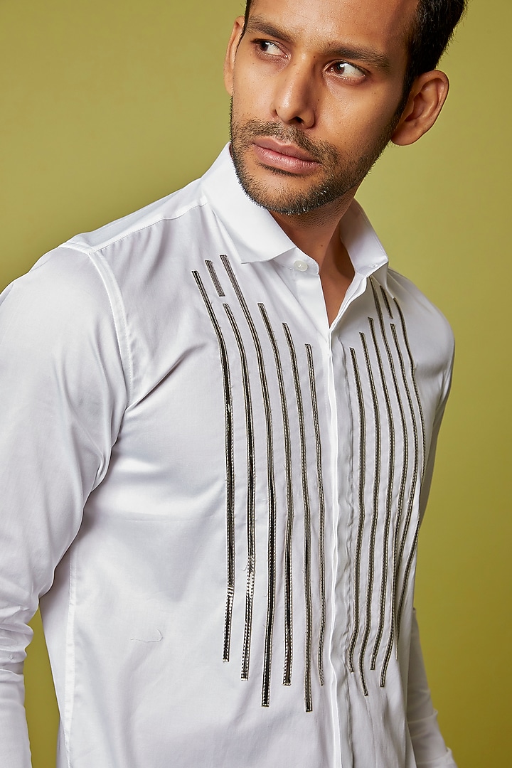 White Cotton Party Wear Shirt by H2O at Pernia's Pop Up Shop