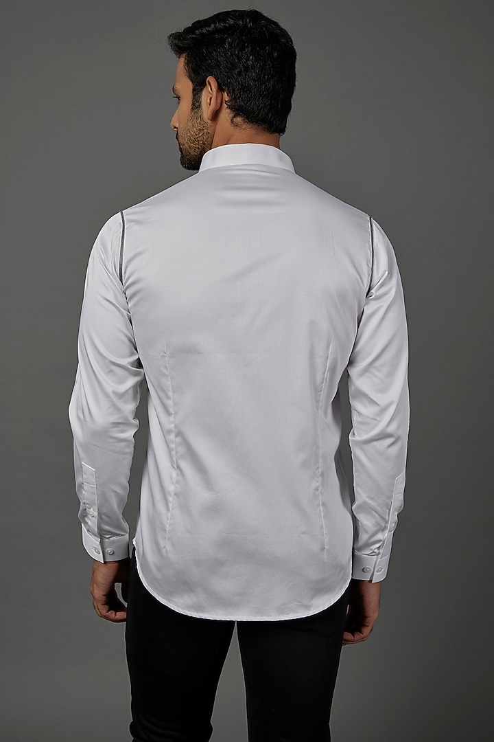 White Cotton Striped Party Wear Shirt by H2O at Pernia's Pop Up Shop
