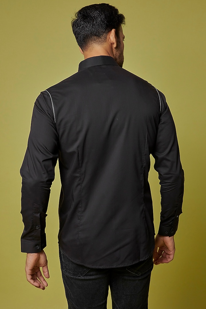 Black Cotton Party Wear Shirt by H2O at Pernia's Pop Up Shop