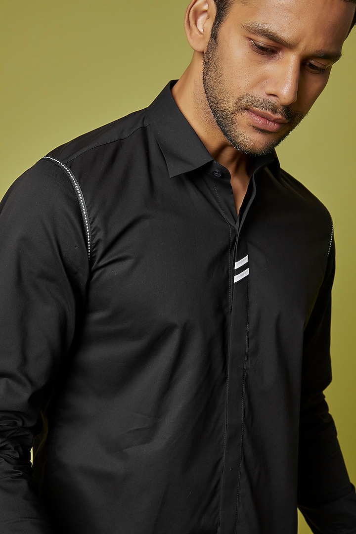 Black Cotton Party Wear Shirt by H2O at Pernia's Pop Up Shop