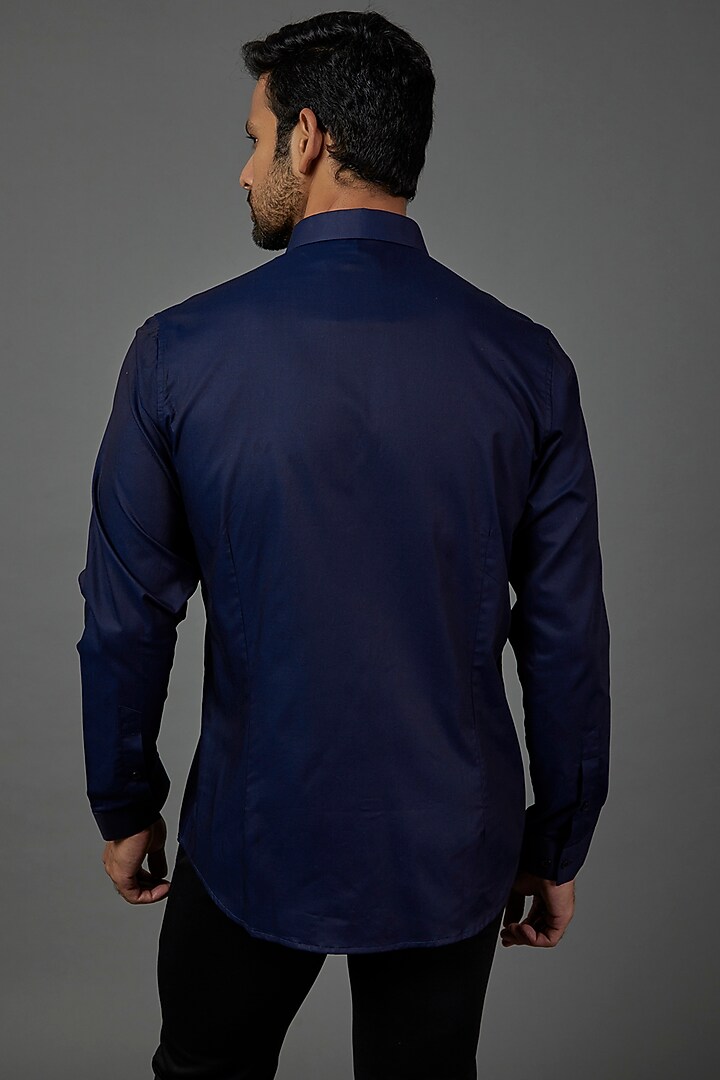 Galaxy Blue Cotton Party Wear Shirt by H2O at Pernia's Pop Up Shop