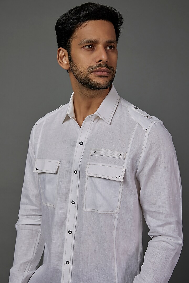 White Cotton Party Wear Shirt by H2O at Pernia's Pop Up Shop