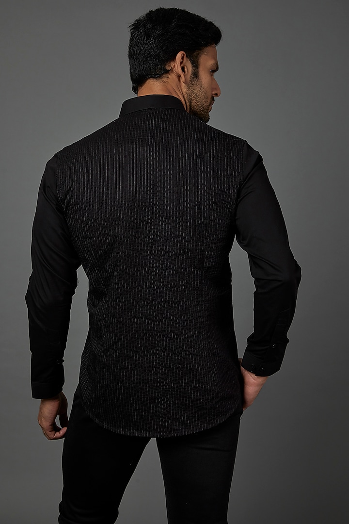 Black Cotton Party Wear Shirt by H2O at Pernia's Pop Up Shop