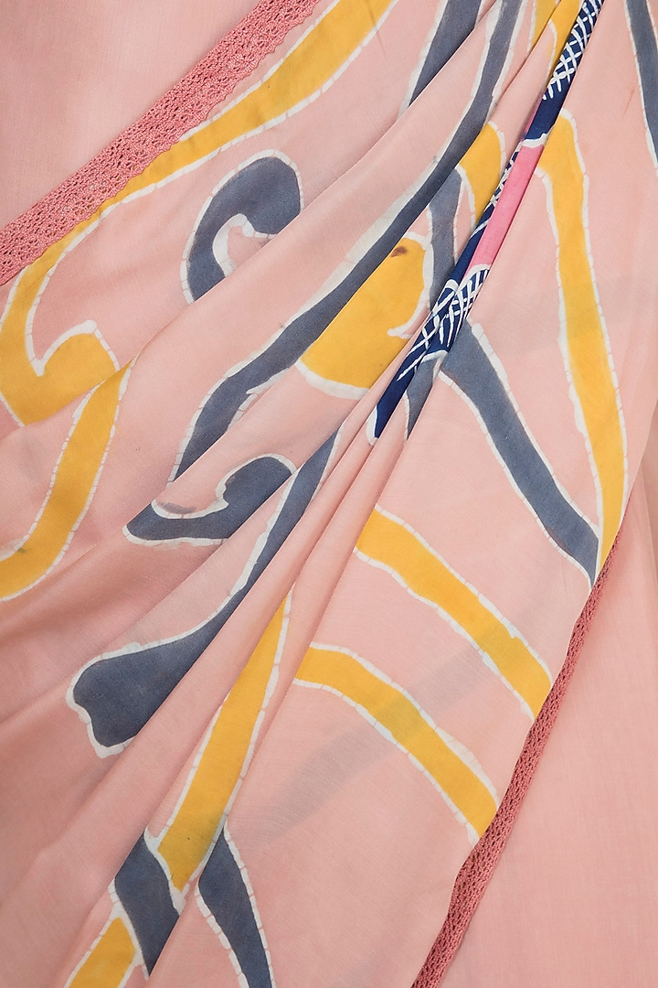 Peach Hand Painted Party Wear Saree Set by House of Tamarind at Pernia's Pop Up Shop