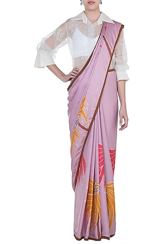 Mauve Hand Painted Saree Set by House of Tamarind