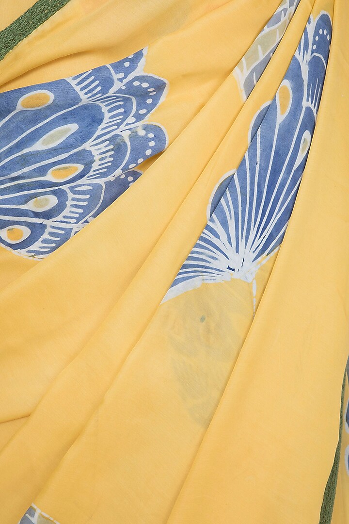 Yellow Hand Painted Party Wear Saree Set by House of Tamarind at Pernia's Pop Up Shop