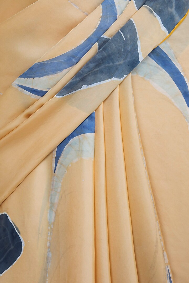 Mustard Hand Painted Lace Party Wear Saree Set by House of Tamarind at Pernia's Pop Up Shop