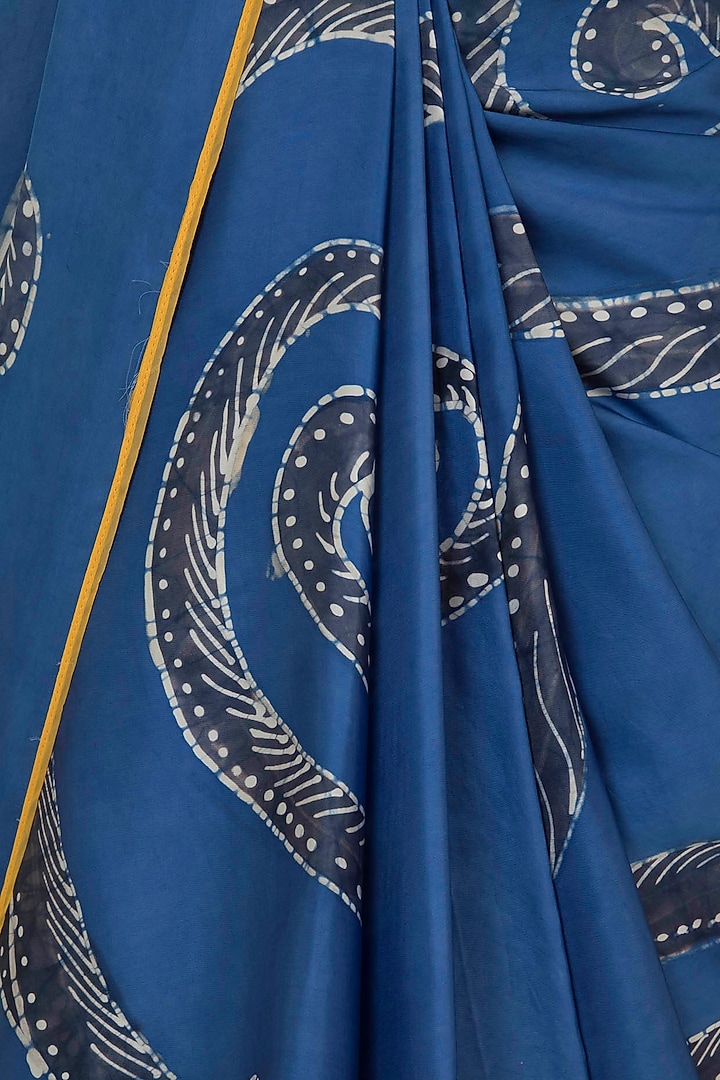 Blue Hand Painted Lace Party Wear Saree Set by House of Tamarind at Pernia's Pop Up Shop
