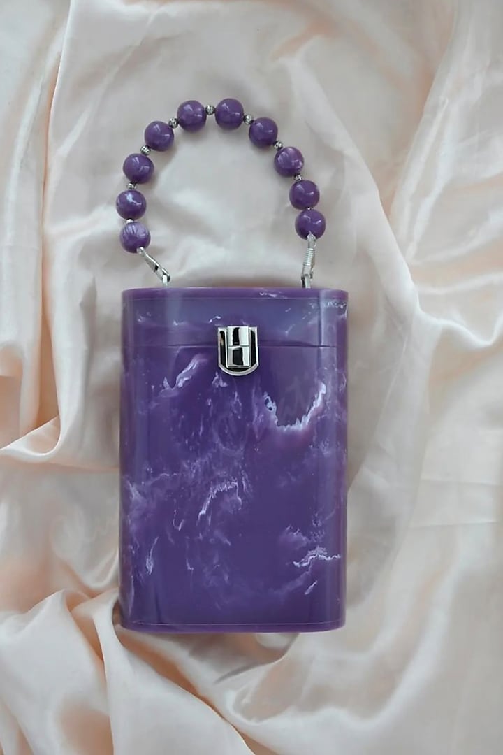 Purple Resin Cylindrical Clutch by HANDLE THOSE BAGS