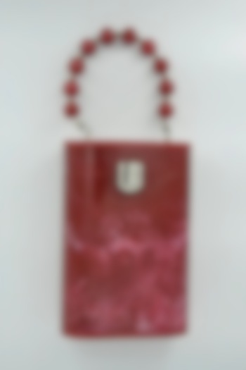 Red Resin Cylindrical Clutch by HANDLE THOSE BAGS