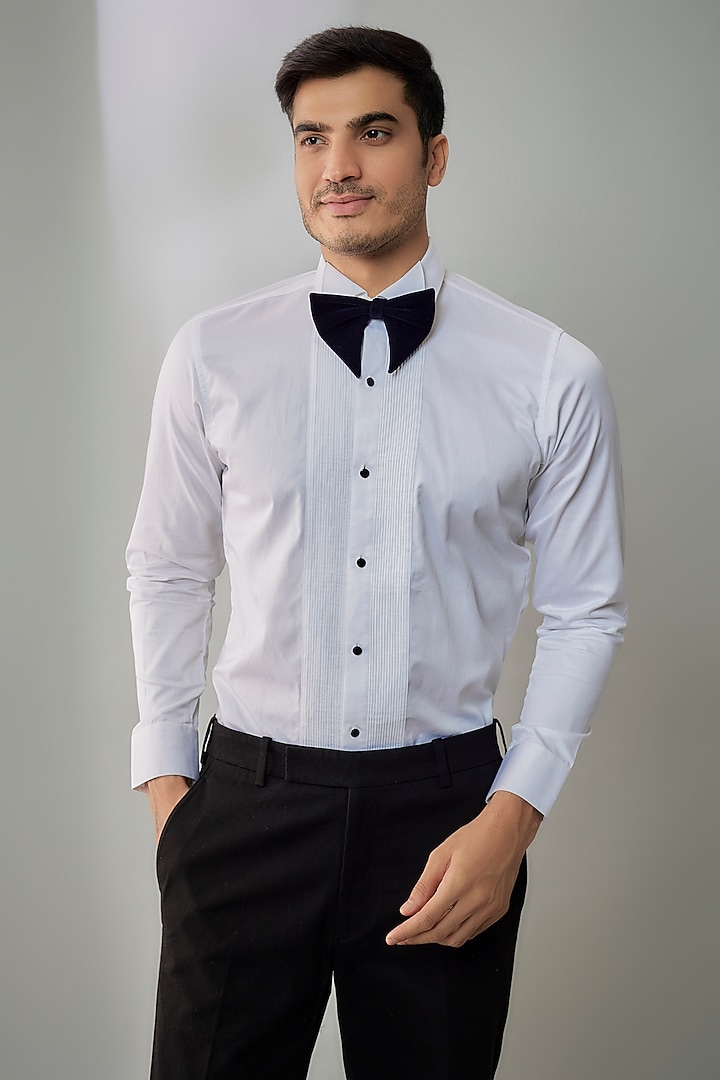 White Cotton Tuxedo Shirt by H2O at Pernia's Pop Up Shop