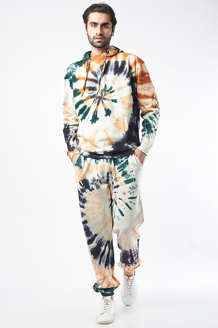 Multi Colored Jogger Pant Set With Tie-Dye by HUEDEE