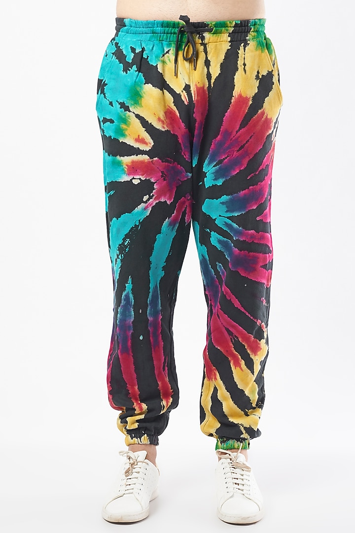 Multi Colored Cotton Jogger Pant Set With Tie-Dye by HUEDEE at Pernia's Pop Up Shop