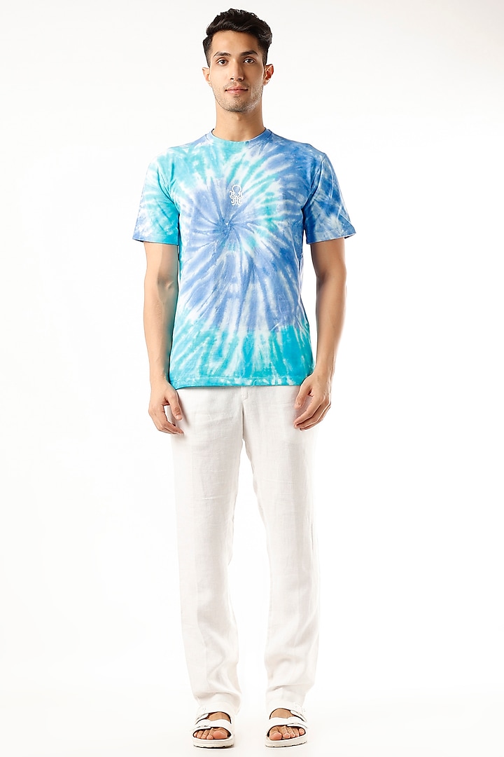 Aqua Tie-Dyed T-Shirt by HUEDEE