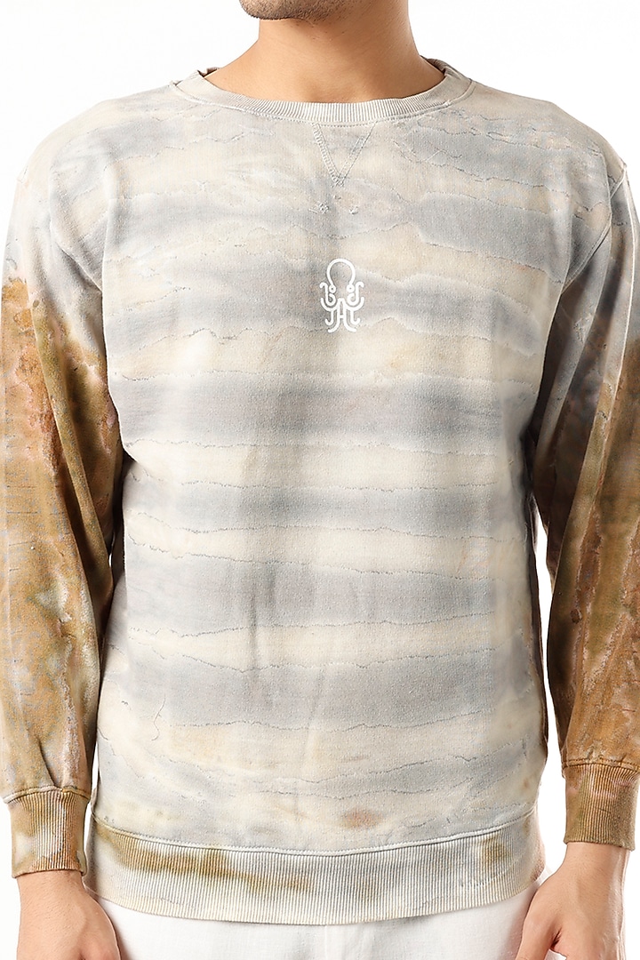Grey & Beige Tie-Dyed T-Shirt by HUEDEE at Pernia's Pop Up Shop