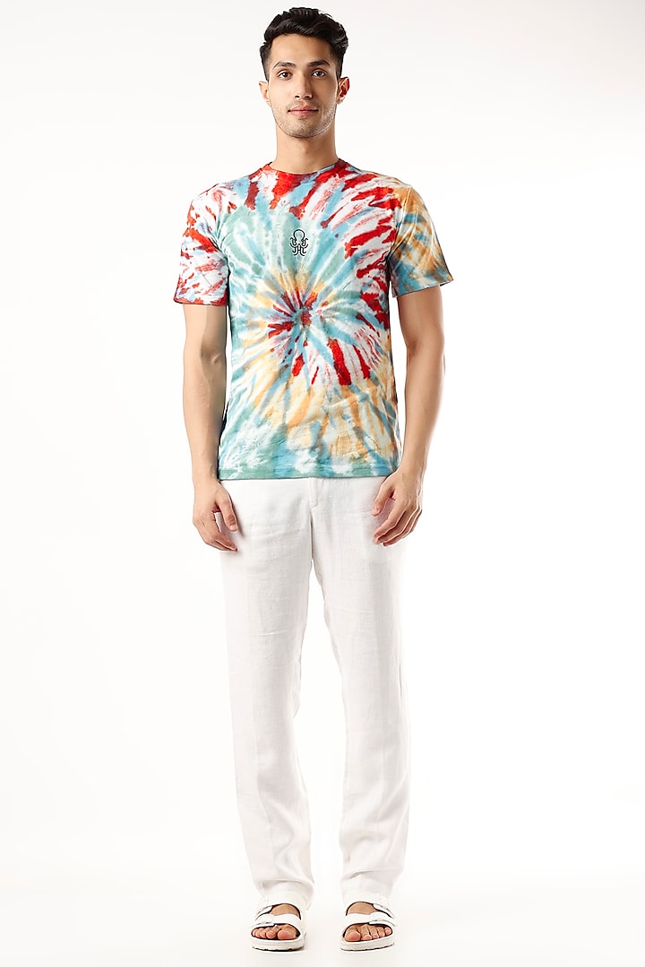 Multi-Colored Tie-Dyed Printed T-Shirt by HUEDEE
