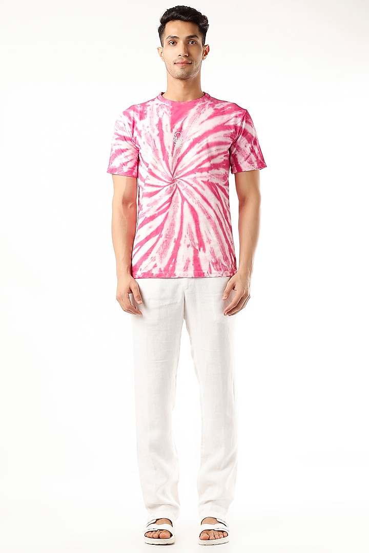 Pink Tie-Dyed T-Shirt by HUEDEE