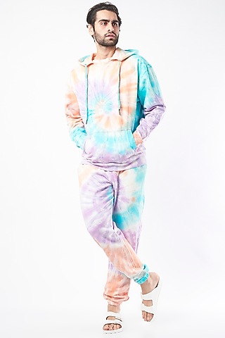 Multi Colored Tied & Dyed Hoodie by HUEDEE