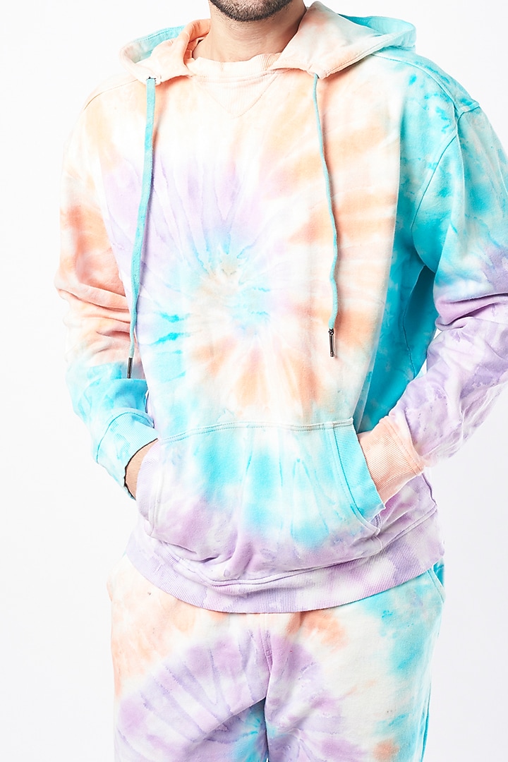 Multi Colored Tied & Dyed Hoodie by HUEDEE at Pernia's Pop Up Shop