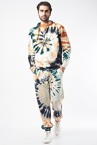Multi Colored Hoodie With Tie-Dye by HUEDEE