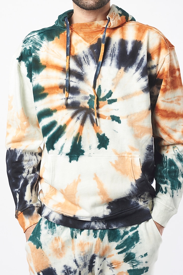 Multi Colored Hoodie With Tie-Dye by HUEDEE at Pernia's Pop Up Shop