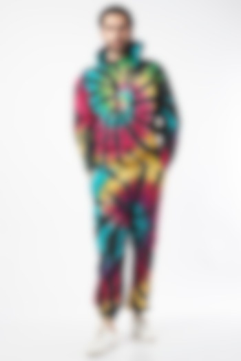 Multi Colored Cotton Hoodie With Tie-Dye by HUEDEE