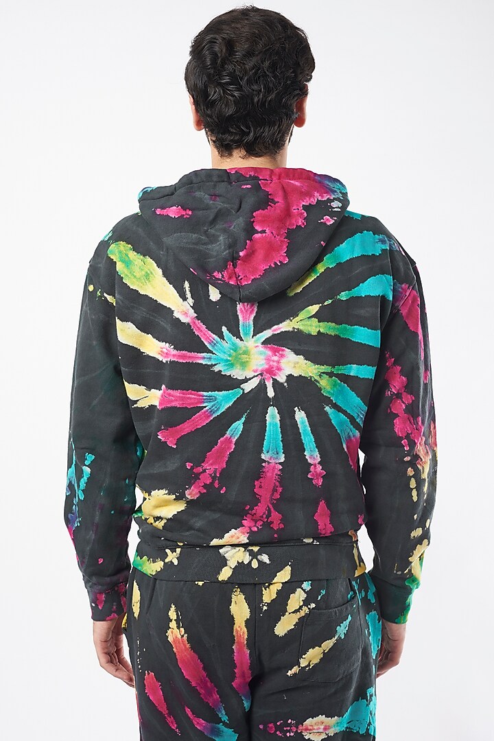 Multi Colored Cotton Hoodie With Tie-Dye by HUEDEE at Pernia's Pop Up Shop