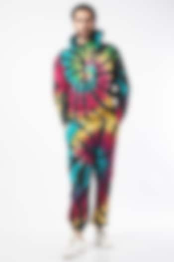 Multi Colored Cotton Jogger Pants With Tie-Dye by HUEDEE