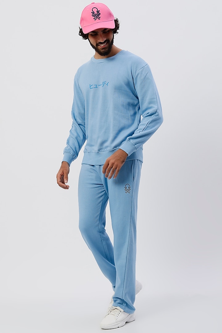 Blue Recycled Cotton Pant Set by HUEDEE