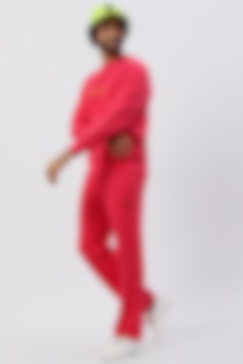 Red Recycled Cotton Pant Set by HUEDEE