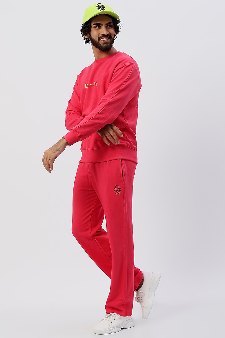 Red Recycled Cotton Pant Set by HUEDEE