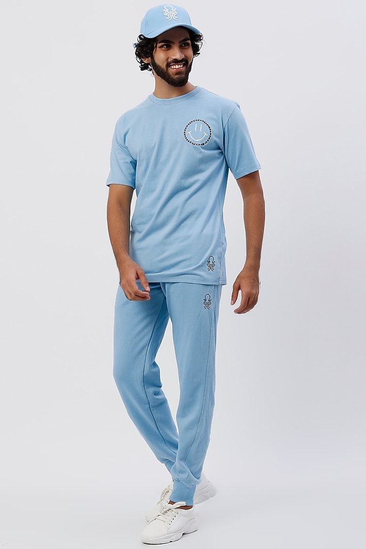 Light Blue Recycled Cotton Pant Set by HUEDEE