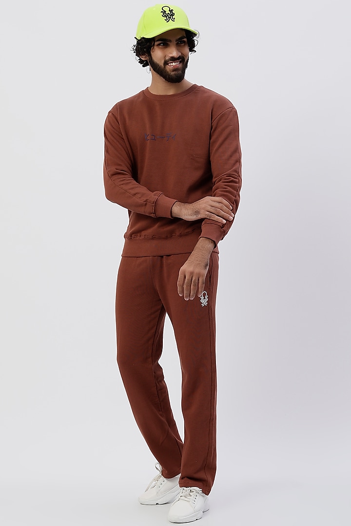 Brown Recycled Cotton Pant Set by HUEDEE