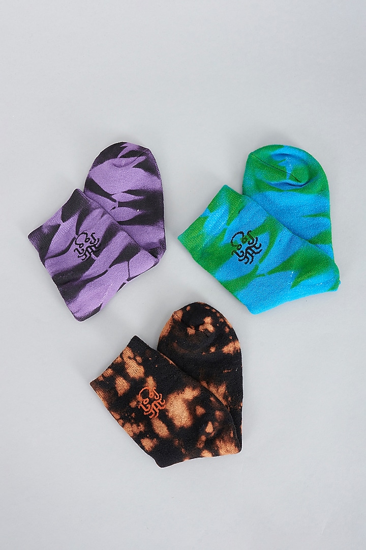 Multi-Coloured Cotton Socks (Set of 3) by HUEDEE at Pernia's Pop Up Shop