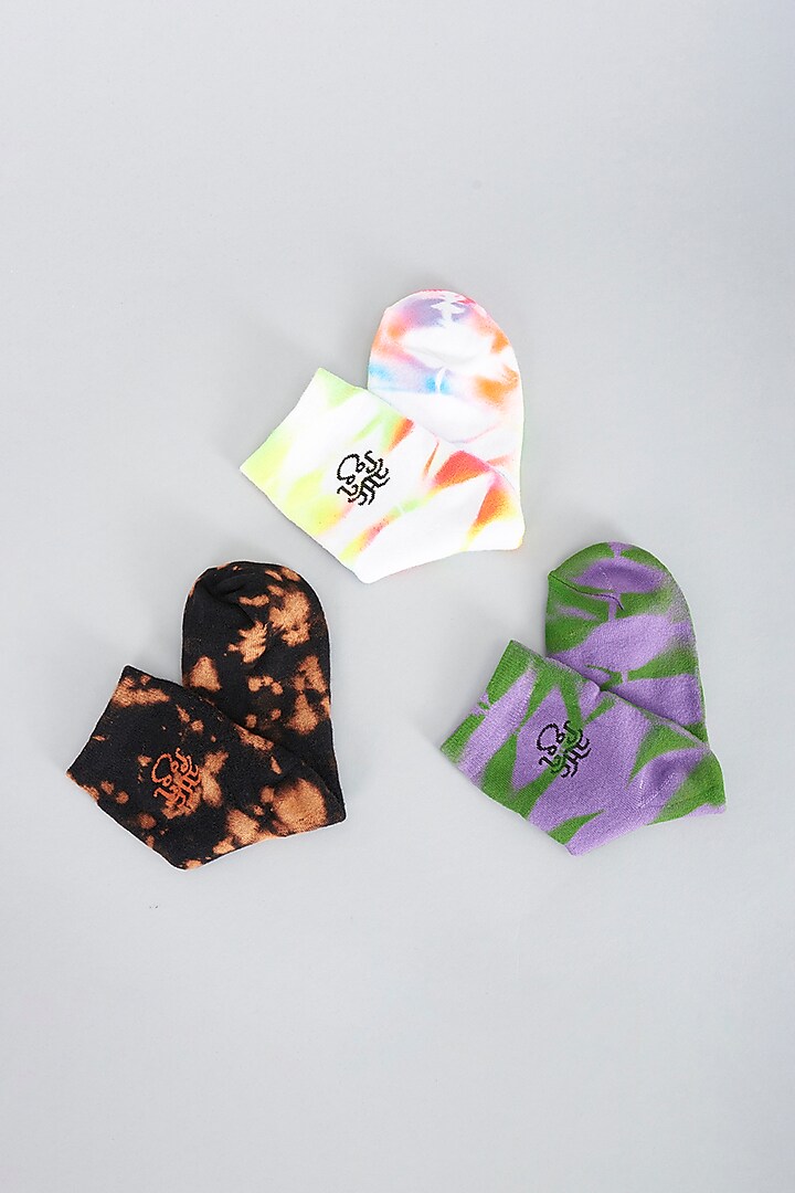 Multi-Coloured Socks In Cotton (Set of 3) by HUEDEE at Pernia's Pop Up Shop