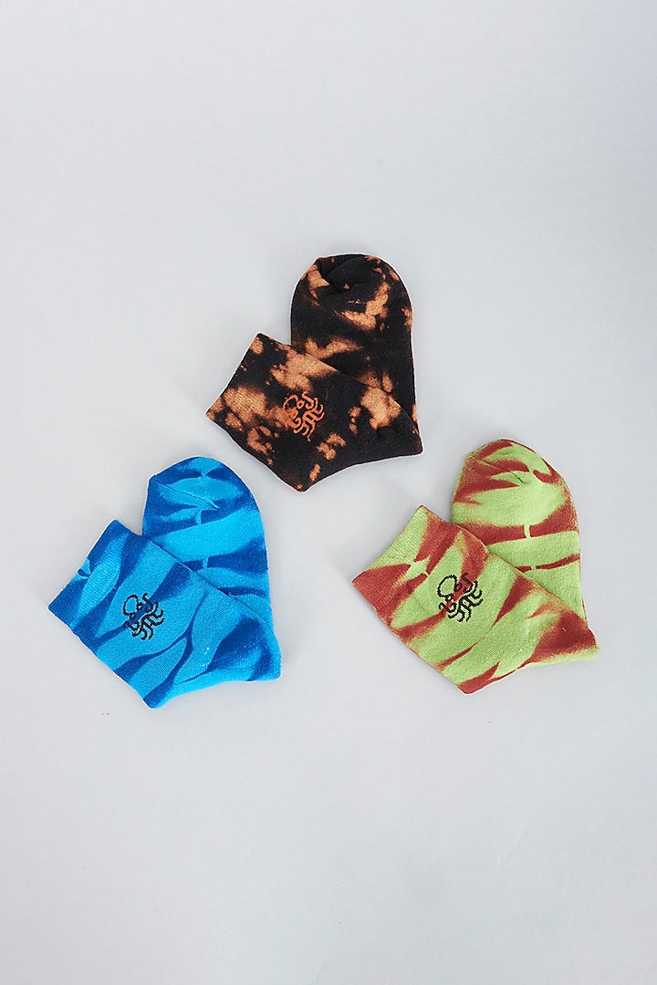 Multi-Coloured Cotton Tie-Dye Socks (Set of 3) by HUEDEE at Pernia's Pop Up Shop
