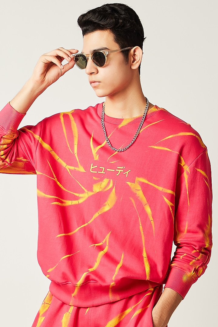 Pink Tie-Dye Printed Sweatshirt by HUEDEE at Pernia's Pop Up Shop