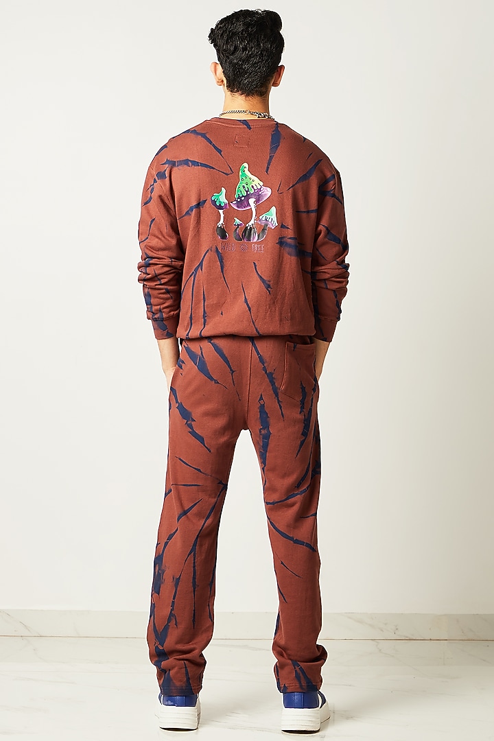 Brown Tie-Dye Printed Sweatshirt by HUEDEE at Pernia's Pop Up Shop