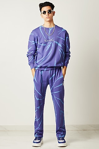 Purple Printed Jogger Pants by HUEDEE