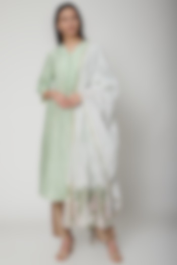 Mint Green Embroidered Kurta Set by Lavender