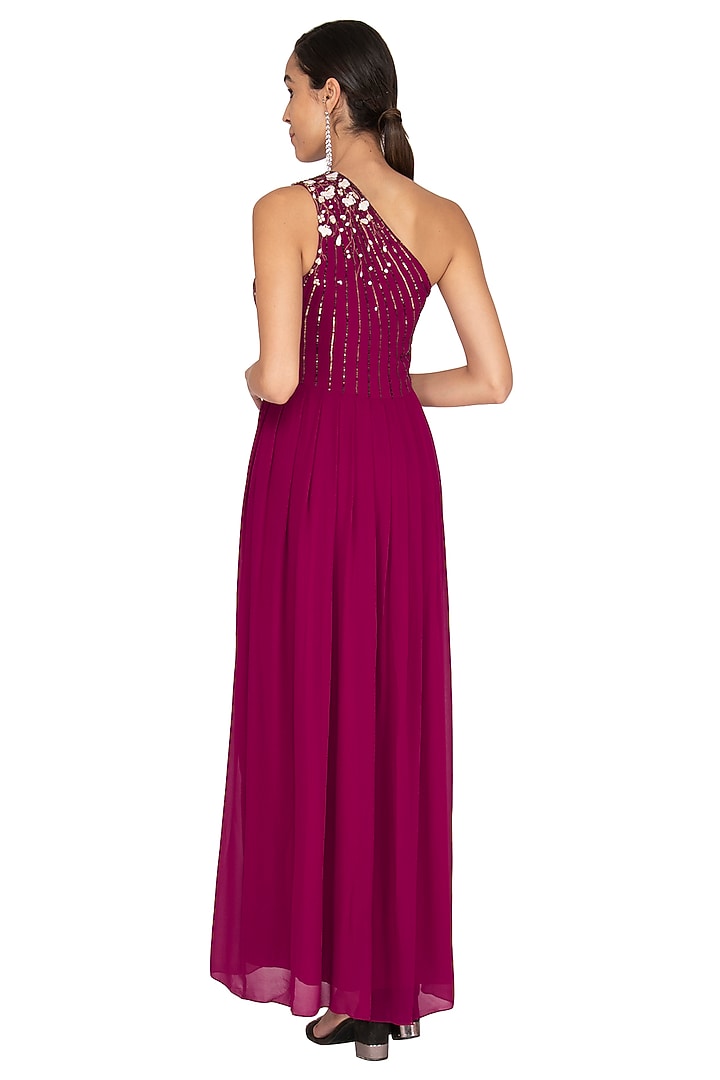 Wine Floral Embroidered Gown by Lavender at Pernia's Pop Up Shop